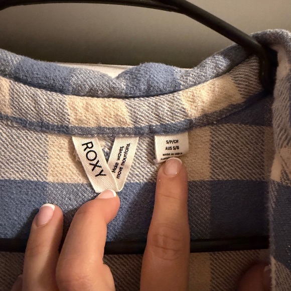 Roxy Blue and Cream Plaid Button-Up Shirt - Picture 4 of 4